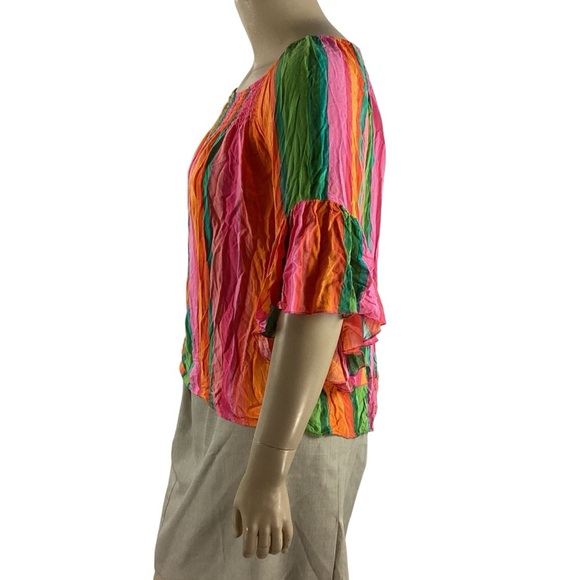 Cato Multicolor Striped Ruffle Sleeve Blouse Size XL - Picture 4 of 7